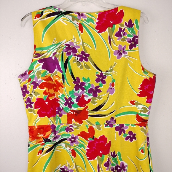 NWOT SPENSE Yellow Floral Fit & Flare Dress w/ Satin Lined Bodice Sz. 14 - Picture 7 of 11